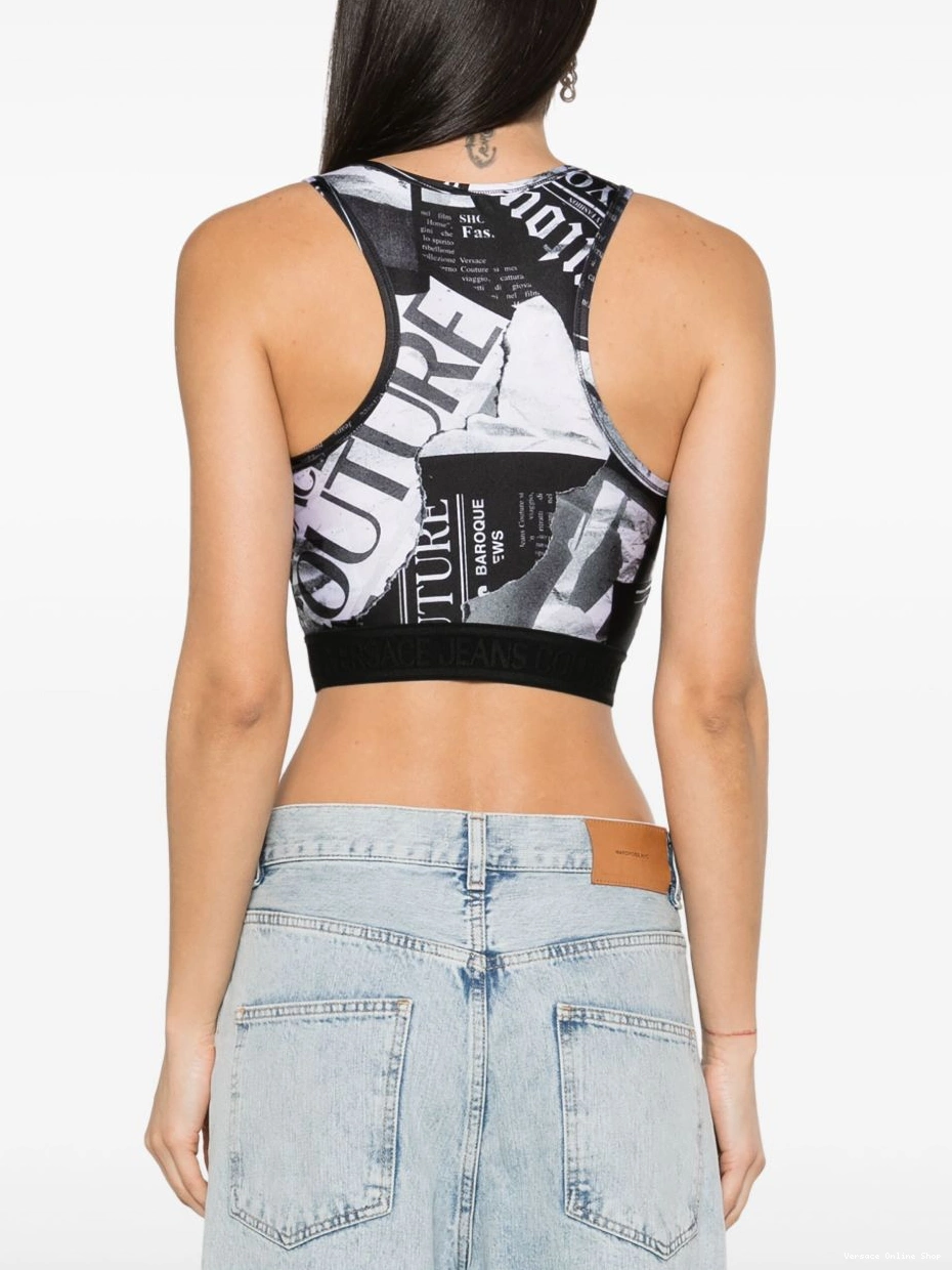 Cheap Women top cropped Couture Jeans Versace graphic-print 0808
